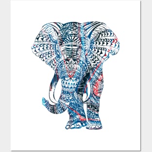 Intricate Asian Elephant Colorful Illustration Posters and Art